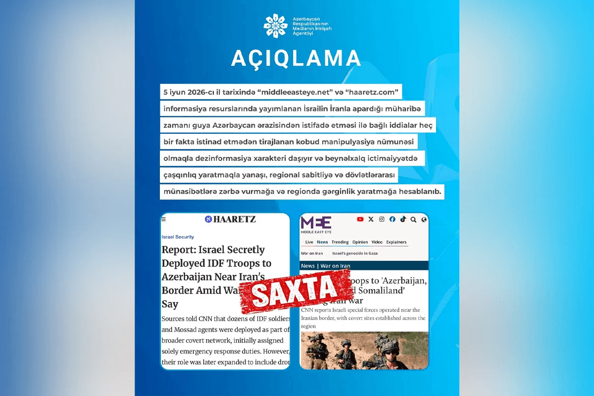 MEDİA bəzi informasiya resurslarında yayımlanan dezinformasiya barədə açıqlama yaydı