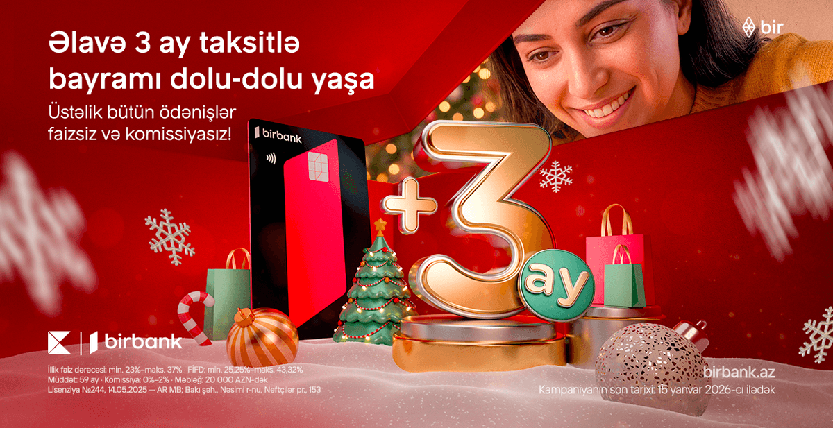 Birbank-da əlavə 3 ay taksit